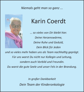 Anzeige von Karin Coerdt 