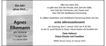 Anzeige von Agnes Elkemann 