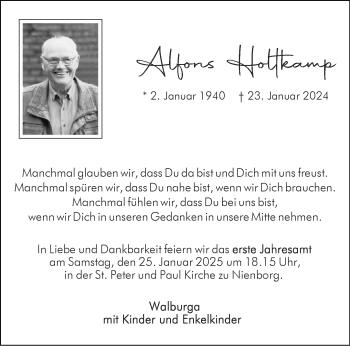 Anzeige von Alfons Holtkamp 
