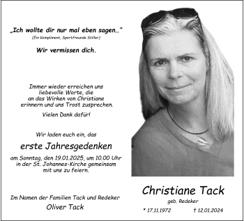 Anzeige von Christiane Tack 