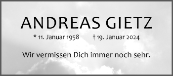 Anzeige von Andreas Gietz 