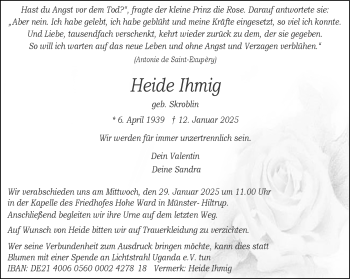 Anzeige von Heide Ihmig 