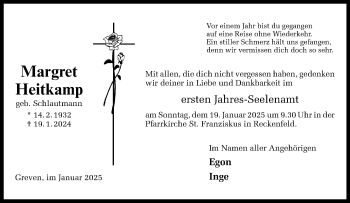 Anzeige von Margret Heitkamp 