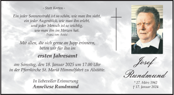 Anzeige von Josef Rundmund 