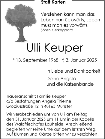 Anzeige von Ulli Keuper 