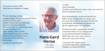 Anzeige von Hans-Gerd Hense 