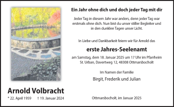Anzeige von Arnold Volbracht 
