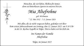 Anzeige von Mia Altefrohne 
