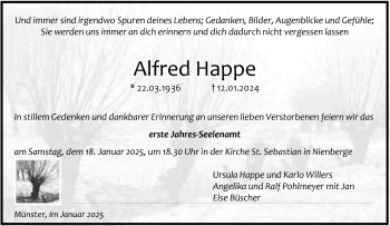Anzeige von Alfred Happe 