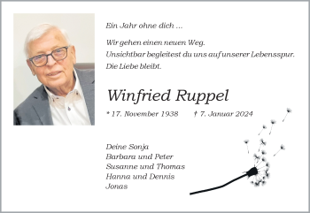 Anzeige von Winfried Ruppel 