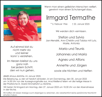Anzeige von Irmgard Termathe 