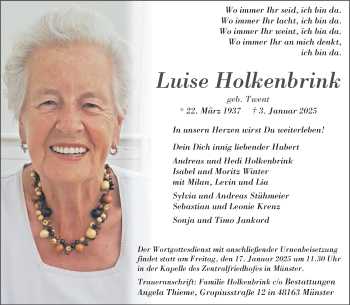 Anzeige von Luise Holkenbrink 