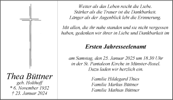 Anzeige von Thea Büttner 