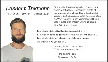 Anzeige von Lennart Inkmann 