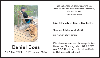 Anzeige von Daniel Boes 