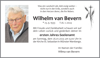 Anzeige von Wilhelm van Bevern 