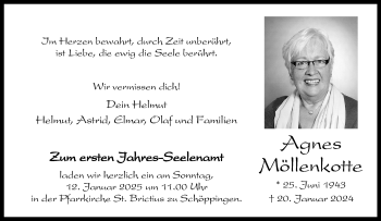 Anzeige von Agnes Möllenkotte 