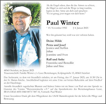 Anzeige von Paul Winter 