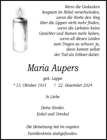Anzeige von Maria Aupers 