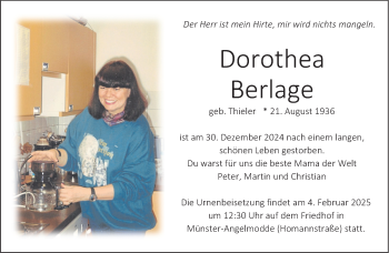 Anzeige von Dorothea Berlage 