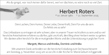 Anzeige von Herbert Roters 