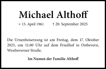 Anzeige von Michael Althoff 