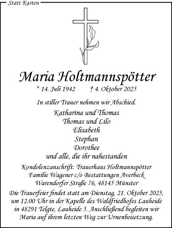 Anzeige von Maria Holtmannspötter 