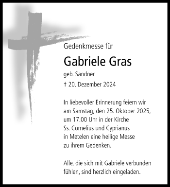 Anzeige von Gabriele Gras 