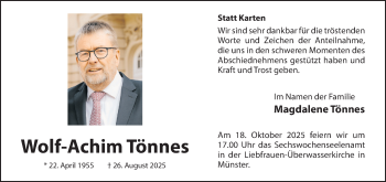 Anzeige von Wolf-Achim Tönnes 