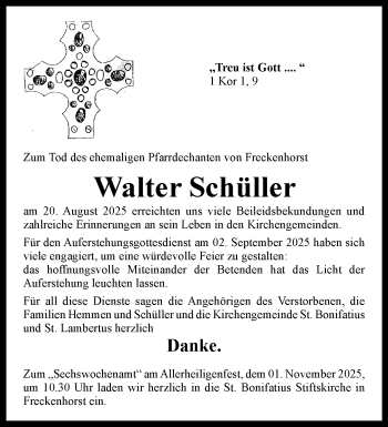 Anzeige von Walter Schüller 