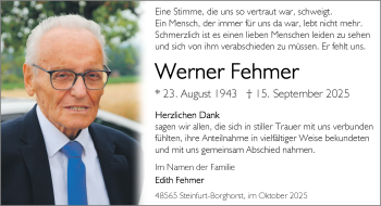 Anzeige von Werner Fehmer 