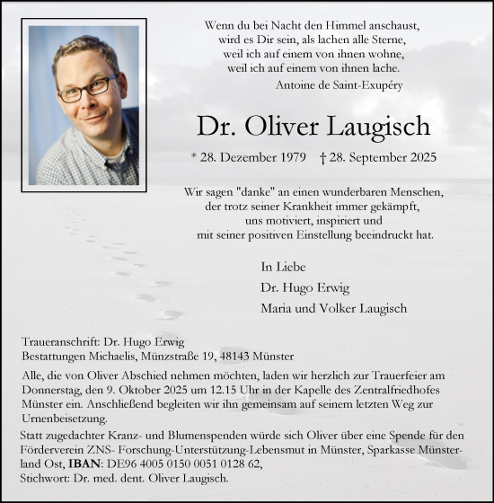 Anzeige von Dr. Oliver Laugisch 