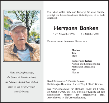 Anzeige von Hermann Banken 