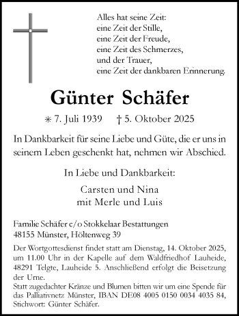 Anzeige von Günter Schäfer 