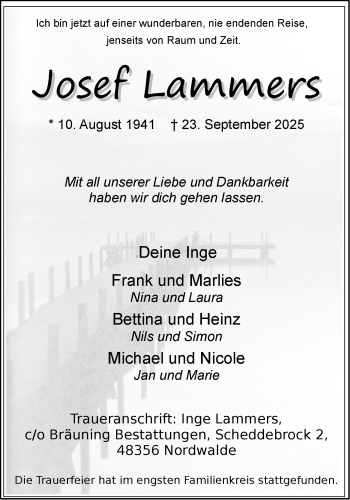 Anzeige von Josef Lammers 