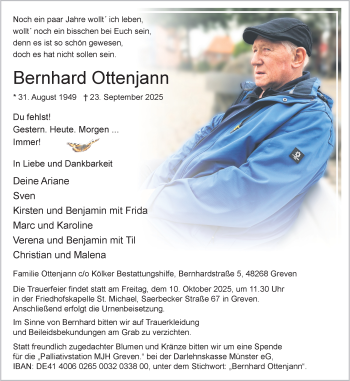 Anzeige von Bernhard Ottenjann 