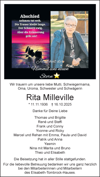 Anzeige von Rita Milleville 