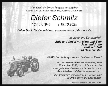 Anzeige von Dieter Schmitz 