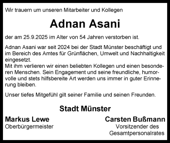 Anzeige von Adnan Asani 