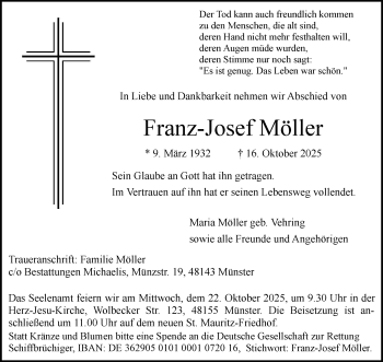 Anzeige von Franz-Josef Möller 