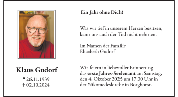 Anzeige von Klaus Gudorf 