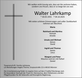 Anzeige von Walter Lahrkamp 