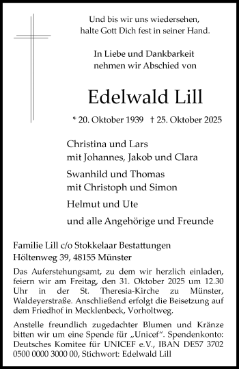 Anzeige von Edelwald  Lill 