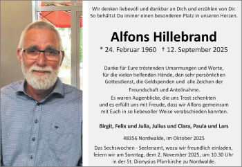 Anzeige von Alfons Hillebrand 