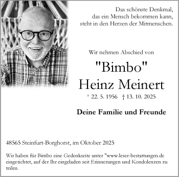 Anzeige von Heinz Meinert 