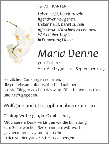 Anzeige von Maria Denne 