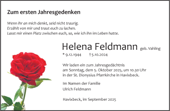 Anzeige von Helena Feldmann 