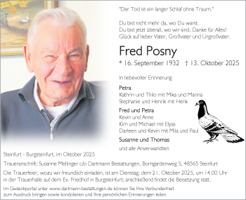 Anzeige von Fred Posny 