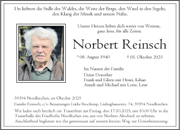 Anzeige von Norbert Reinsch 