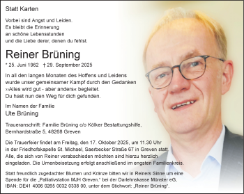 Anzeige von Reiner Brüning 